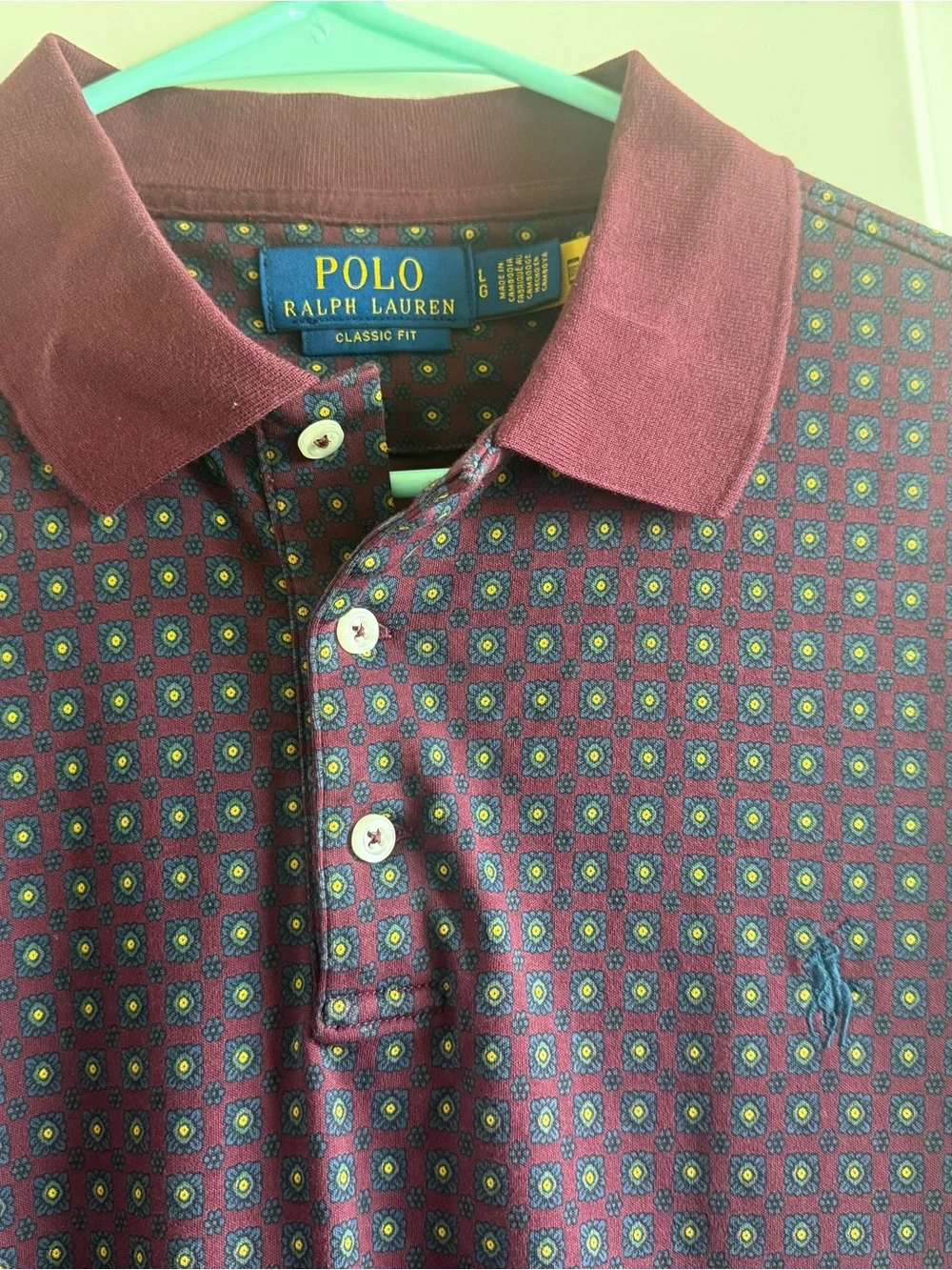 Polo by Ralph Lauren Men's Maroon Dot-Print Polo